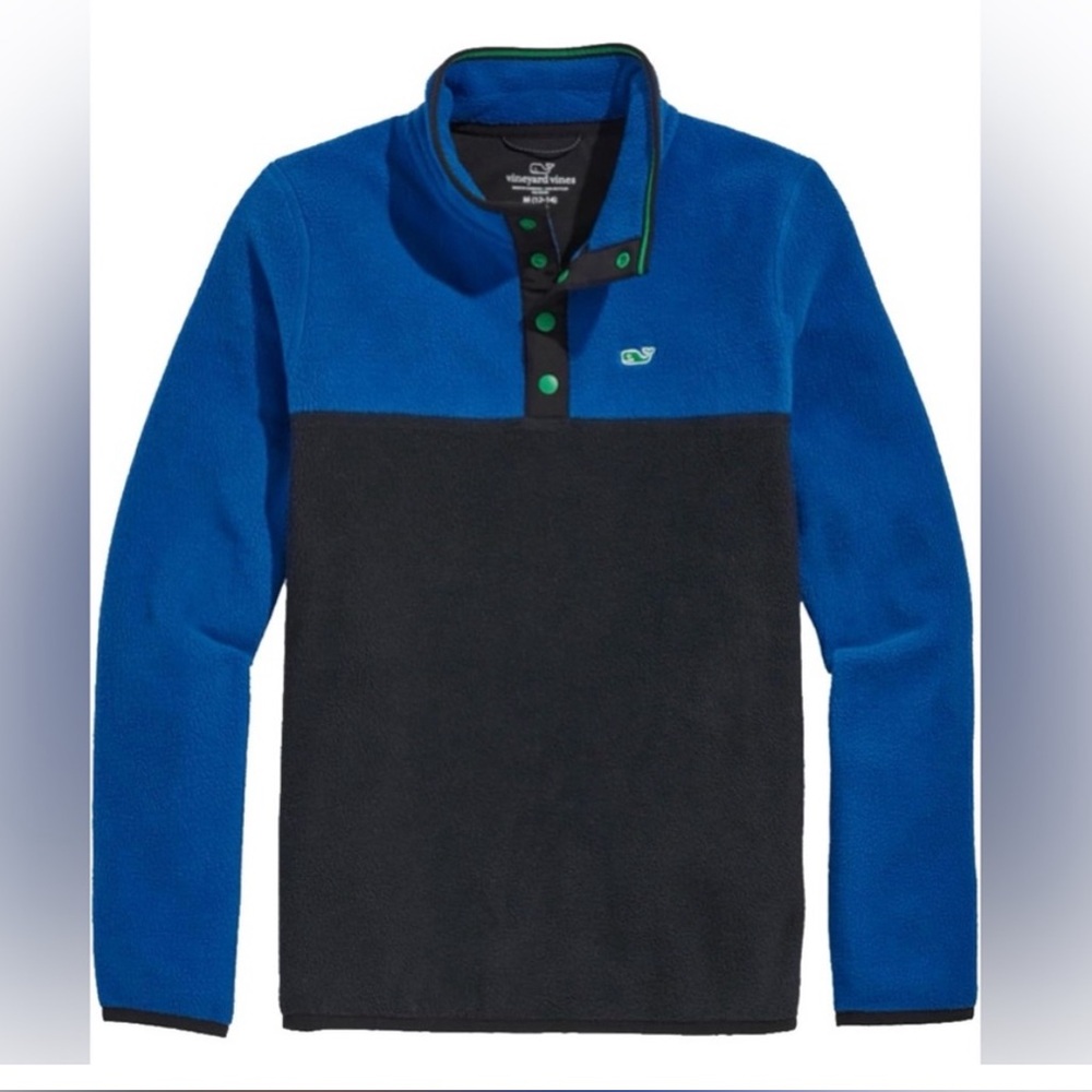 🐳 SALE NWT Vineyard Vines Harbor Fleece Quarter Snap Boy’s Size Medium 🐳